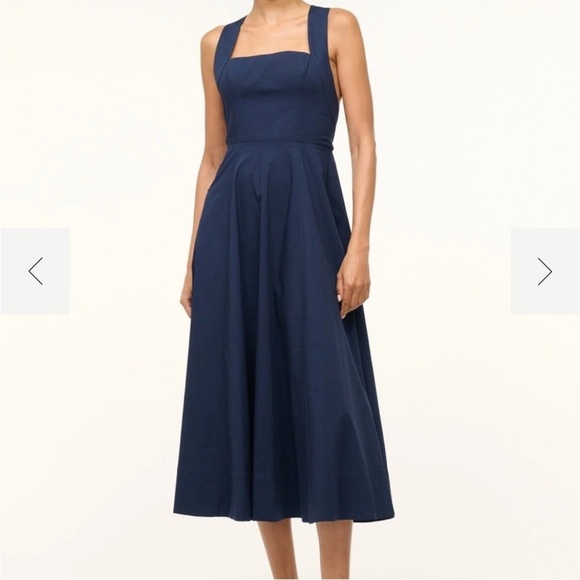 NWT STAUD Navy Teresa Midi Dress - Picture 1 of 10